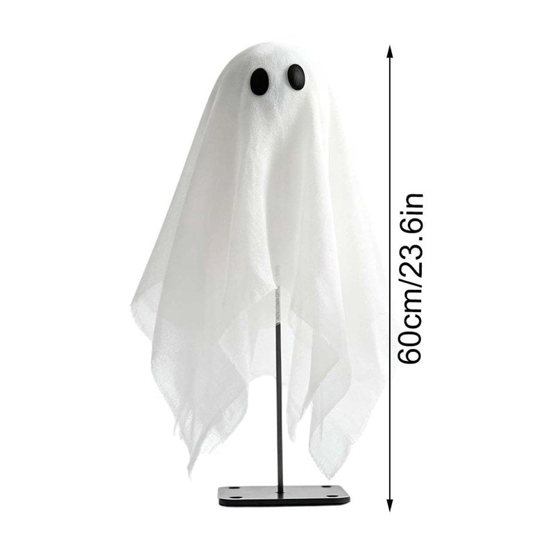 Standing Ghost Decoration for Halloween - Fabric Ghost Tabletop Ornament with Metal Stand (Variation: Standing Ghost)
