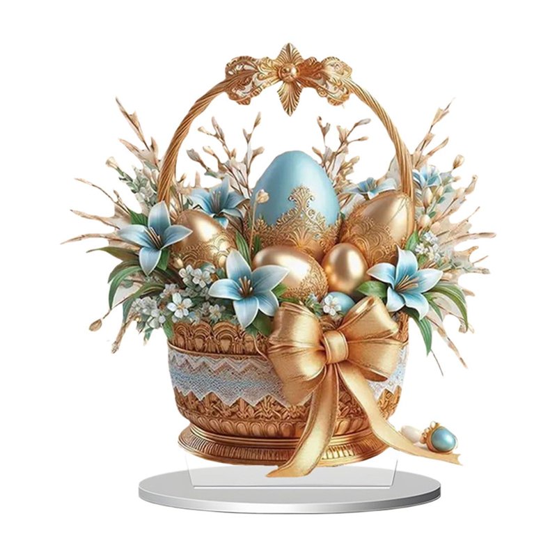 Easter Egg Acrylic Tabletop Decorations - Spring Holiday Scene Ornaments for Home & Office