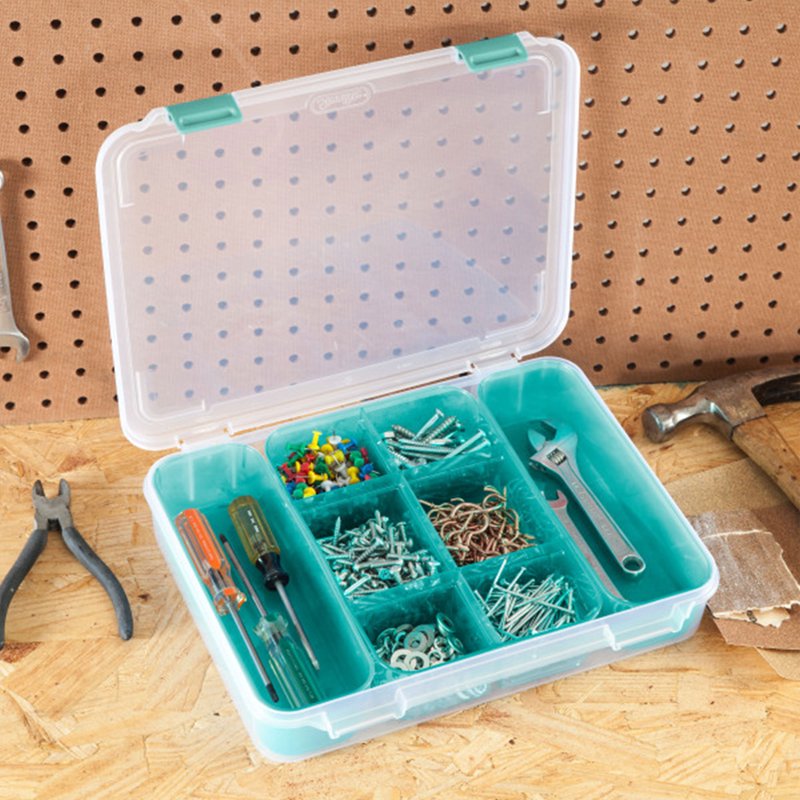 Stackable Plastic Storage Bins with Dividers - Multi-Purpose Organizers