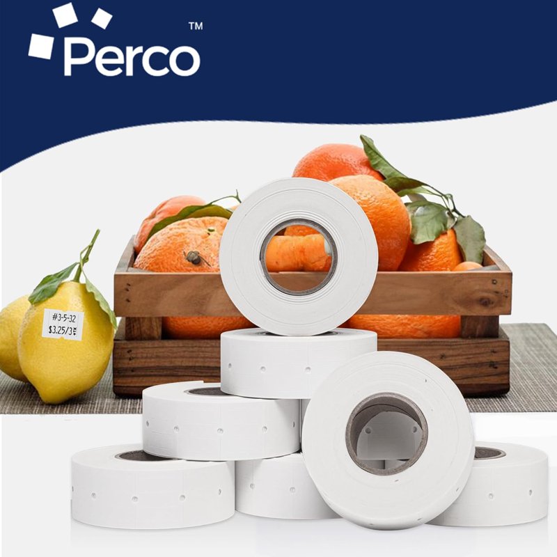White Price and Date Gun Labels for Perco 2 Line Pricing Guns - 6,000 Labels
