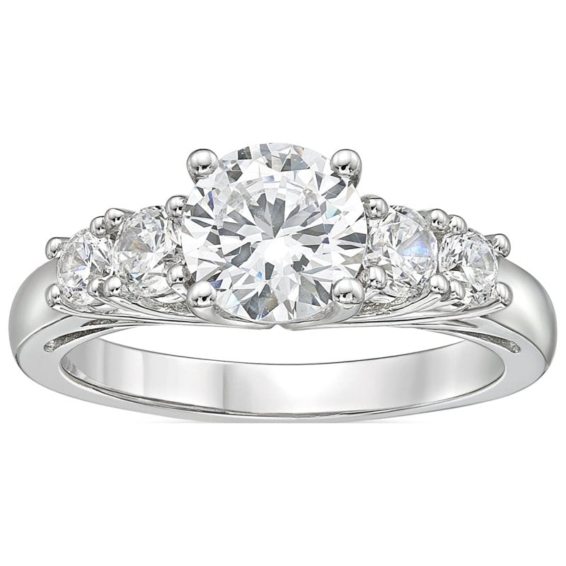 Sterling Silver 5 Stone White Diamond Ring - Hypoallergenic and Elegant