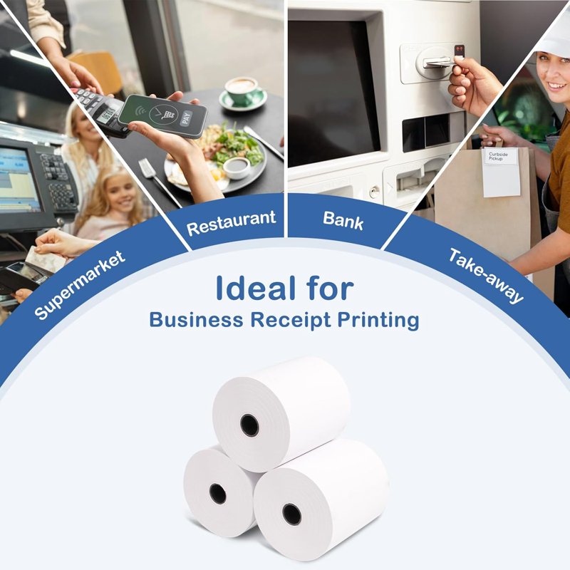 Thermal Receipt Paper Rolls 3 1/8 x 230 BPA Free 100 Rolls for POS Cash Registers