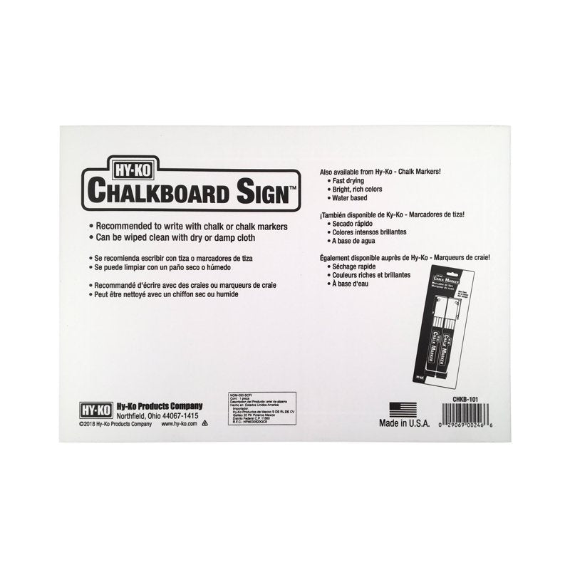 12-Inch Erasable Plastic Chalkboard Sign - Reusable, Durable, Indoor Use