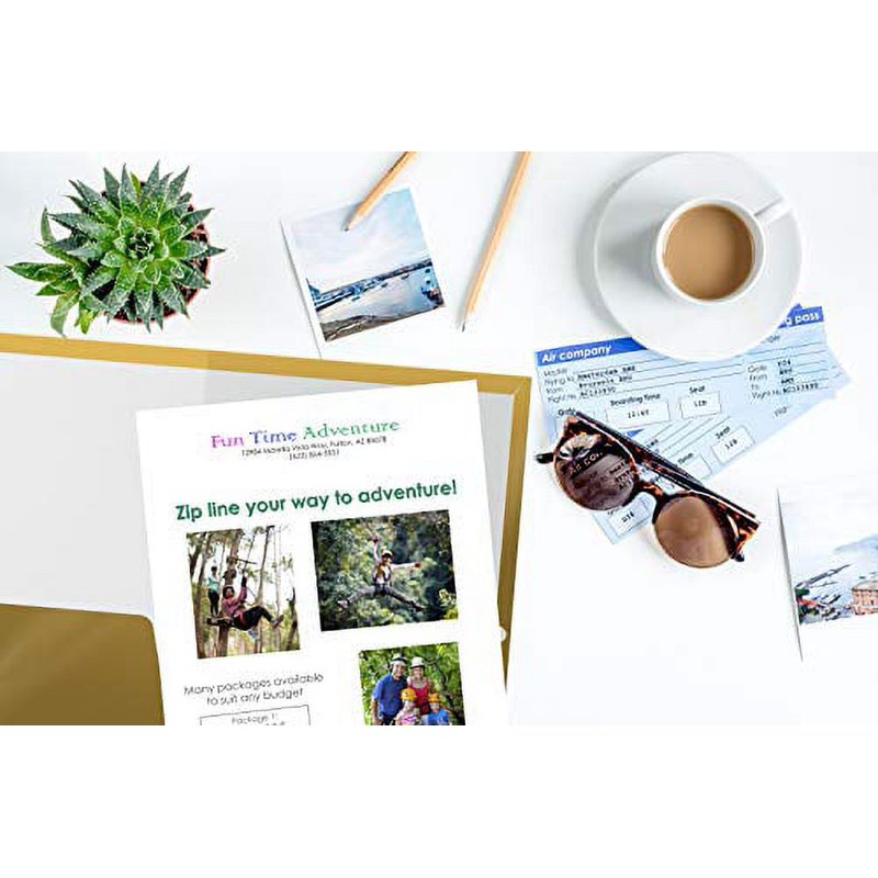 Gold Pocket Folder Set - Laminated 8.5x11 inch, 25 Pack for Office & School