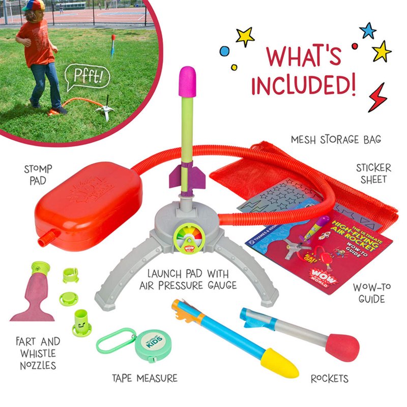 Air-Powered Rocket Science Kit for Kids Ages 4+ - Includes 3 Rocket Designs & Experiments