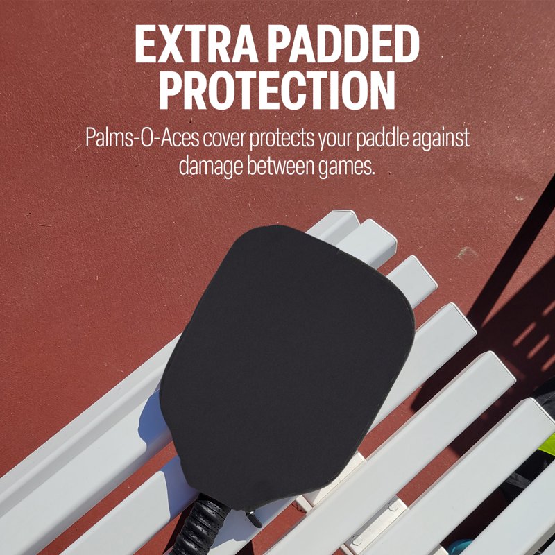 Palms-O-Aces Padded Pickleball Paddle Cover - Black, Standard Fit