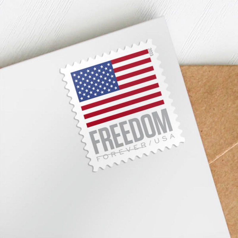 USA Flag Postage Stamps 2023 - Freedom Patriotic Red White Blue Set of 10+