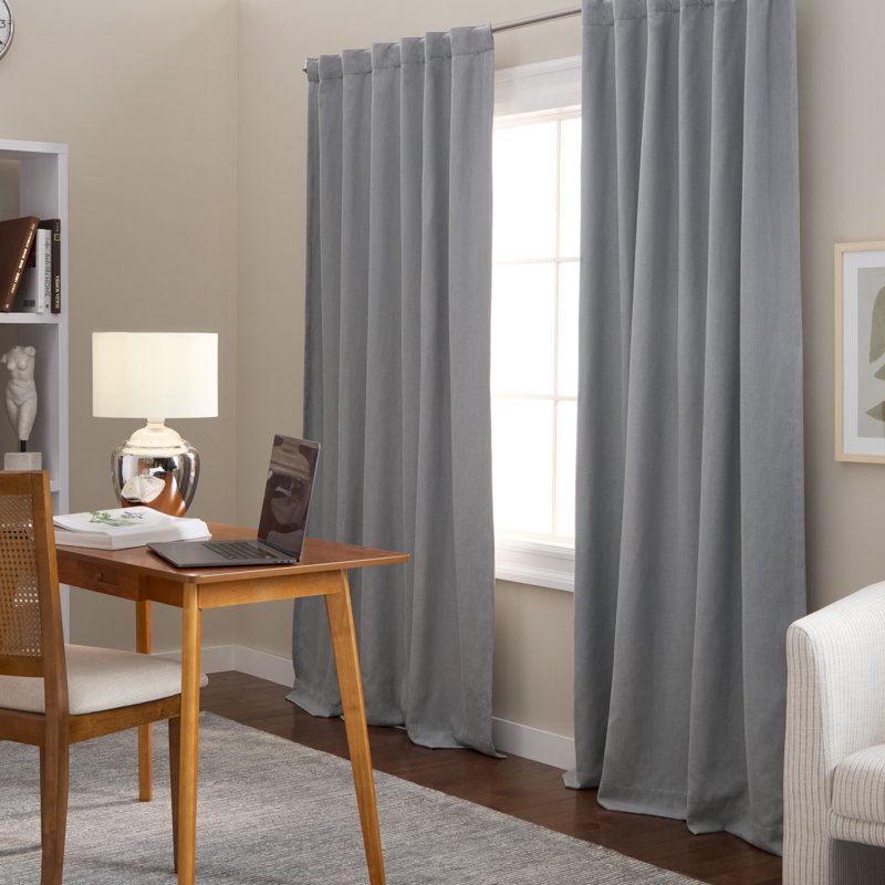 Indoor Blackout Linen-Texture Curtains 2-Pack for Energy Efficiency & Privacy