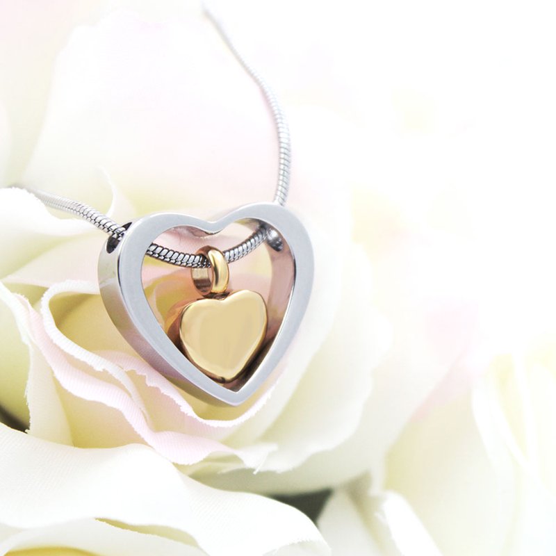 Floating Heart Cremation Jewelry Necklace with Keepsake Pendant - Multiple Colors