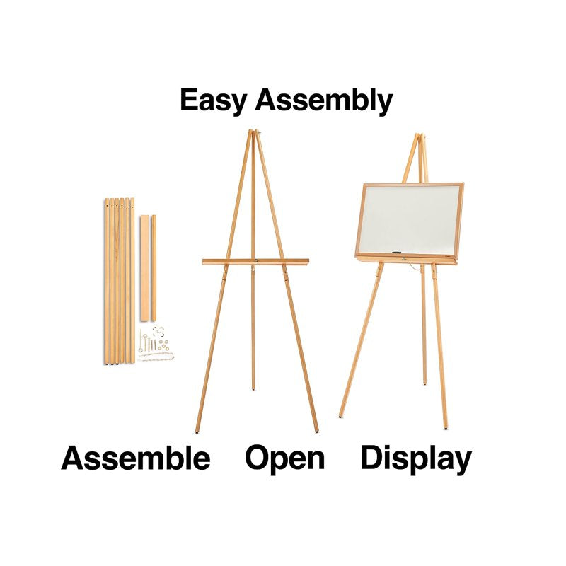 64-Inch Wooden Display Easel for Signs and Artwork - Folding, Lightweight