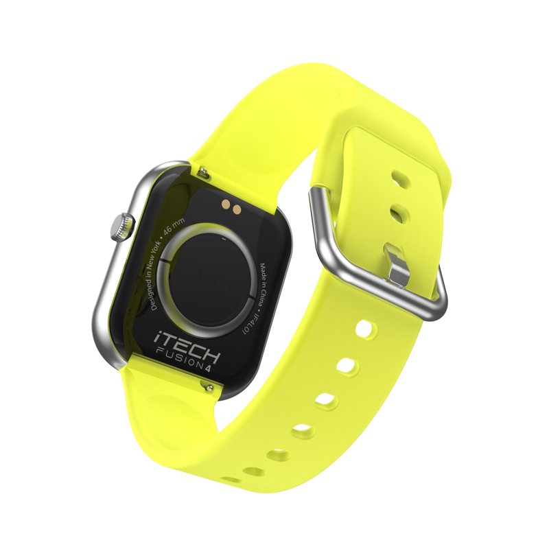 Unisex Rectangular Smart Watch with Interchangeable Silicone Strap
