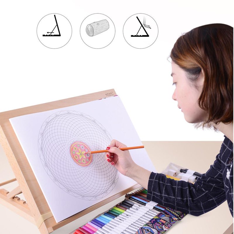 Wood Drafting Table Easel for Drawing & Sketching - Adjustable Angles, Portable Art Board