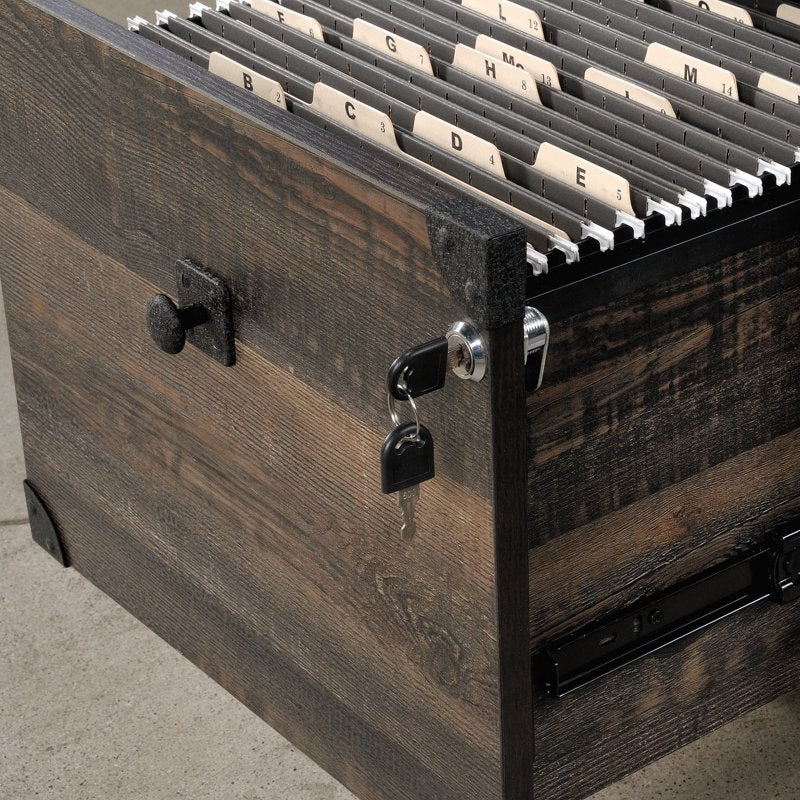 Mobile File Cabinet with Locking Drawers and Casters - Rustic Oak Finish