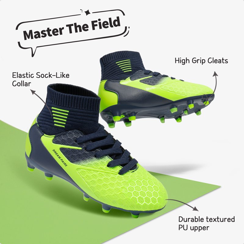 Dream Pairs Kids Soccer Cleats — Little Kid Dark Blue Neon Green