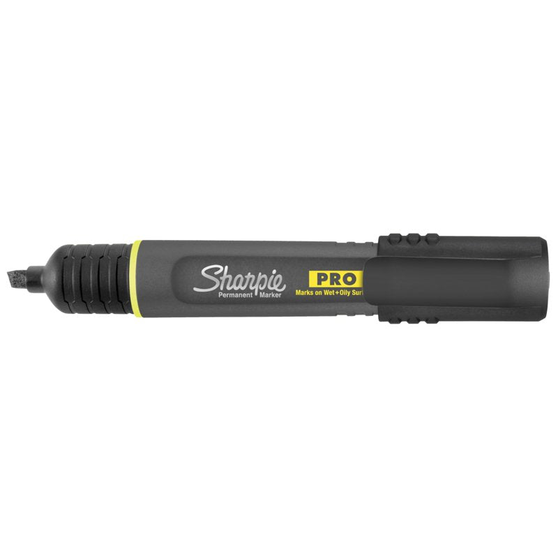 Professional Chisel Tip Permanent Markers - Black, 2 Pack for Heavy Duty Use