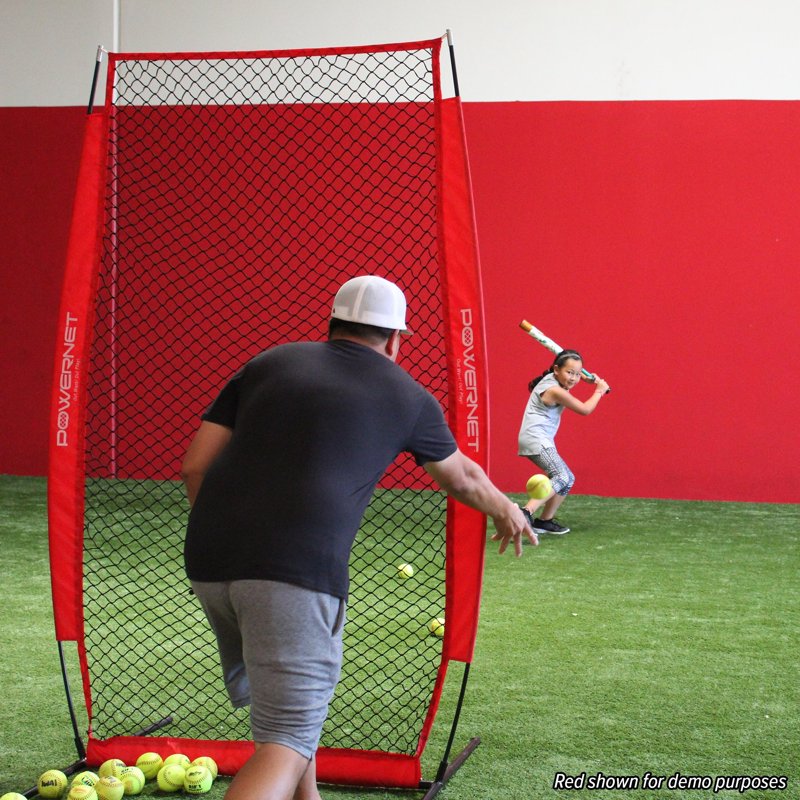 PowerNet I-Screen Pitching Protection Net - 7x4 ft (Black) for Baseball/Softball Batting Practice