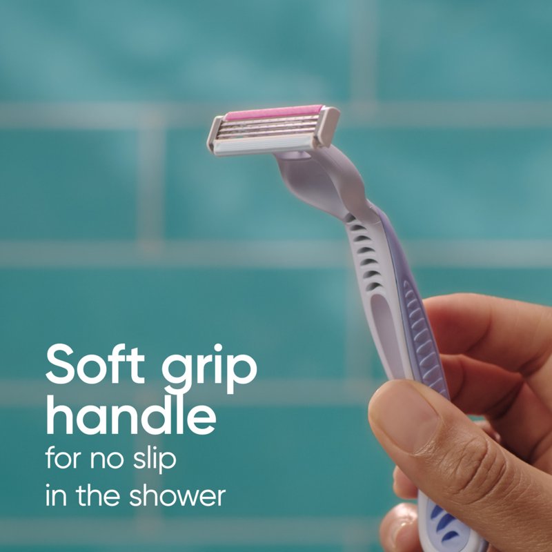 Disposable Women's Razor Set - Multi-Color, 3 Blades, Soft Grip Handles