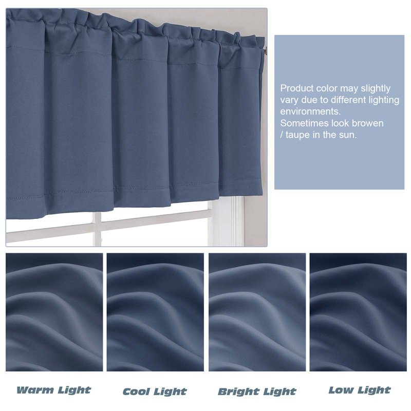 Denim Window Valance 14 Inches Long - Kitchen Living Room Bedroom Curtain