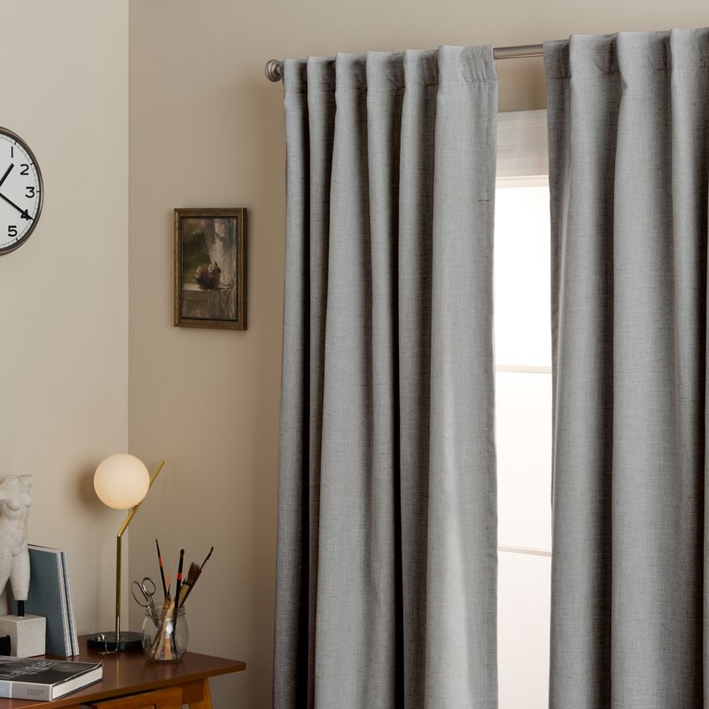 Indoor Blackout Linen-Texture Curtains 2-Pack for Energy Efficiency & Privacy
