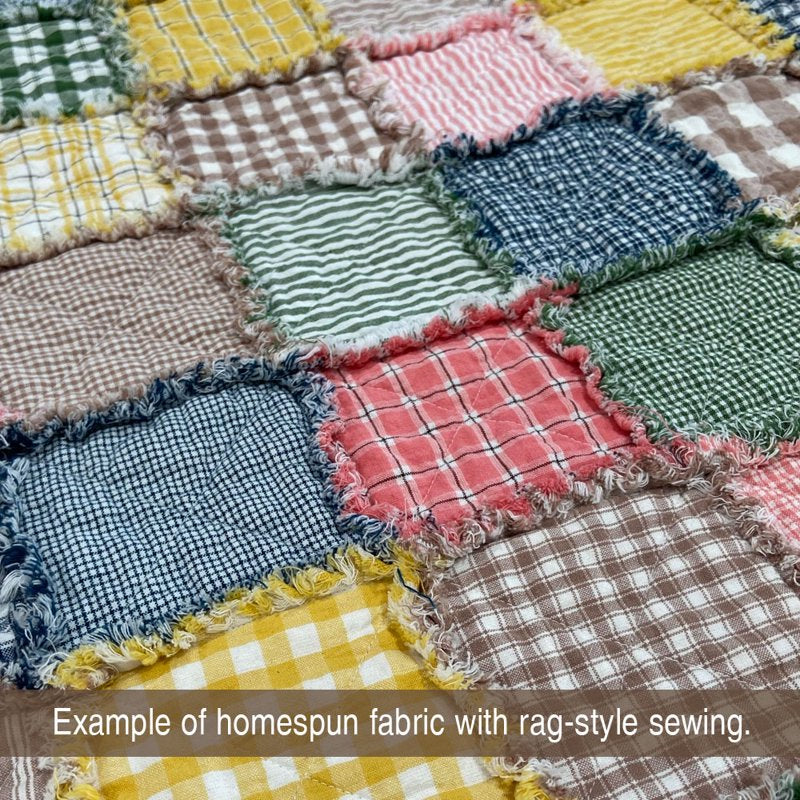 Cotton Homespun Fabric by the Yard - Green White Stripe for Quilting & Crafts