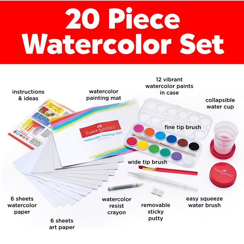 Kids Watercolor Paint Set for Beginners - Child Art Supplies with Brushes & Paper