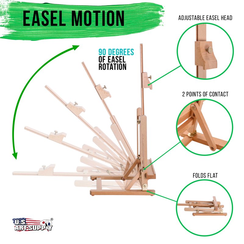 Small Wooden Tabletop Artist Easel with Adjustable Beechwood for Canvas up to 16"
