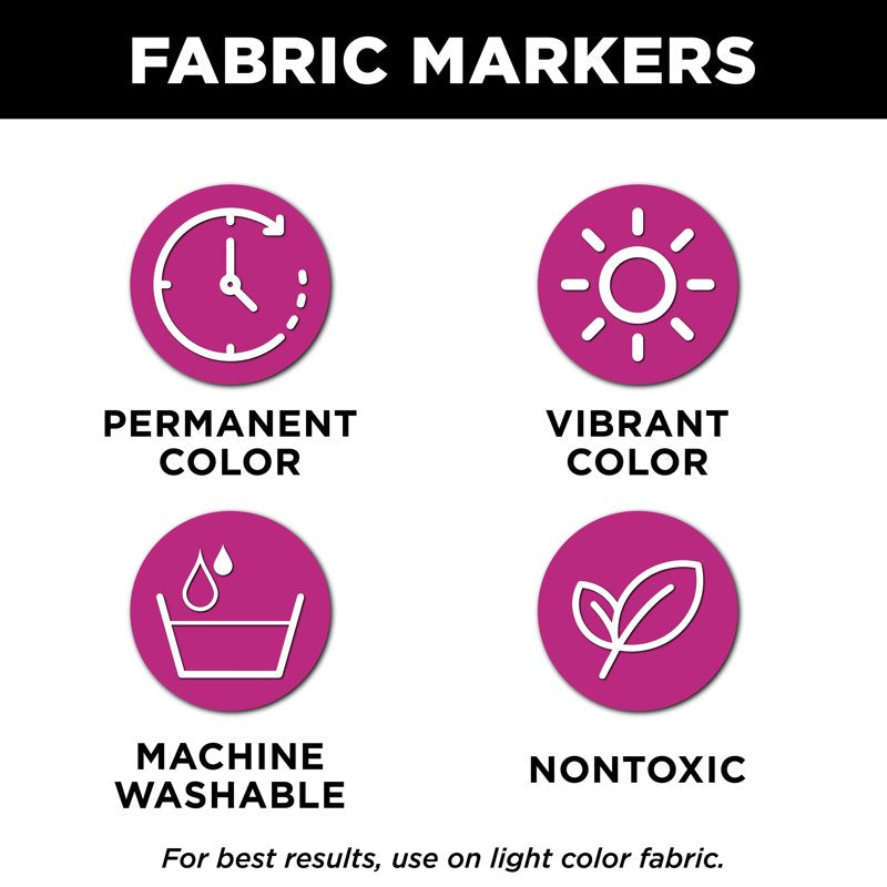 Rainbow Fine Tip Fabric Markers 12-Pack for DIY Clothing & Textile Art