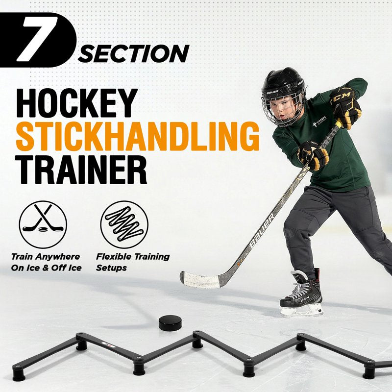 Adjustable Hockey Stickhandling Trainer for Puck Control & Speed - Portable & Foldable
