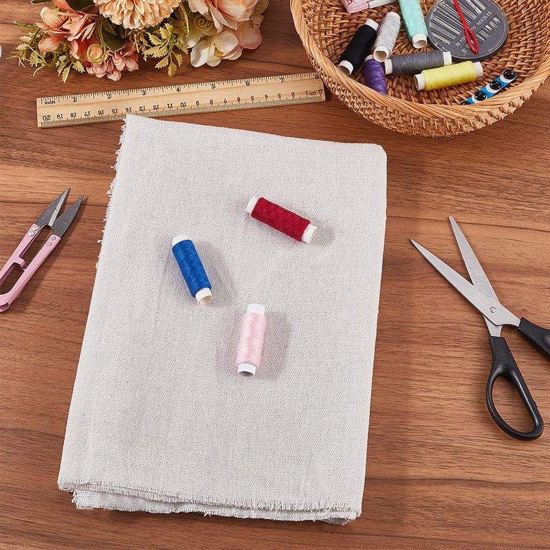 White Linen Fabric Cotton Cloth for Sewing Embroidery Craft DIY Garments