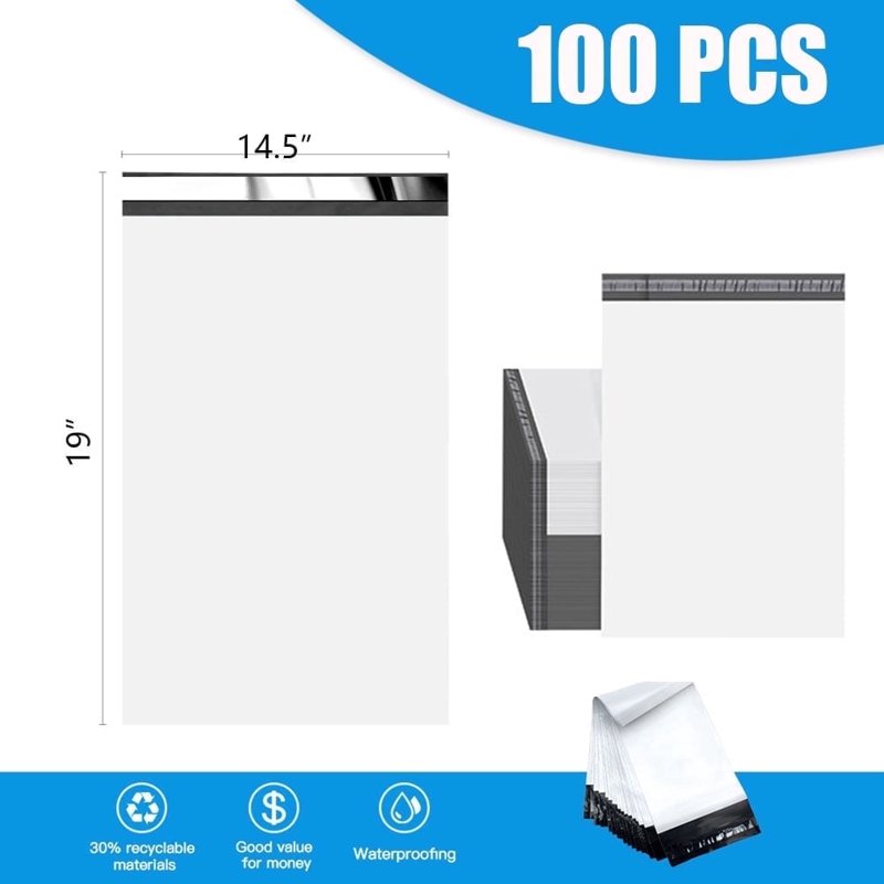 Large Poly Mailers 14.5x19 Inch Waterproof Tear-Proof Shipping Bags Bulk Pack