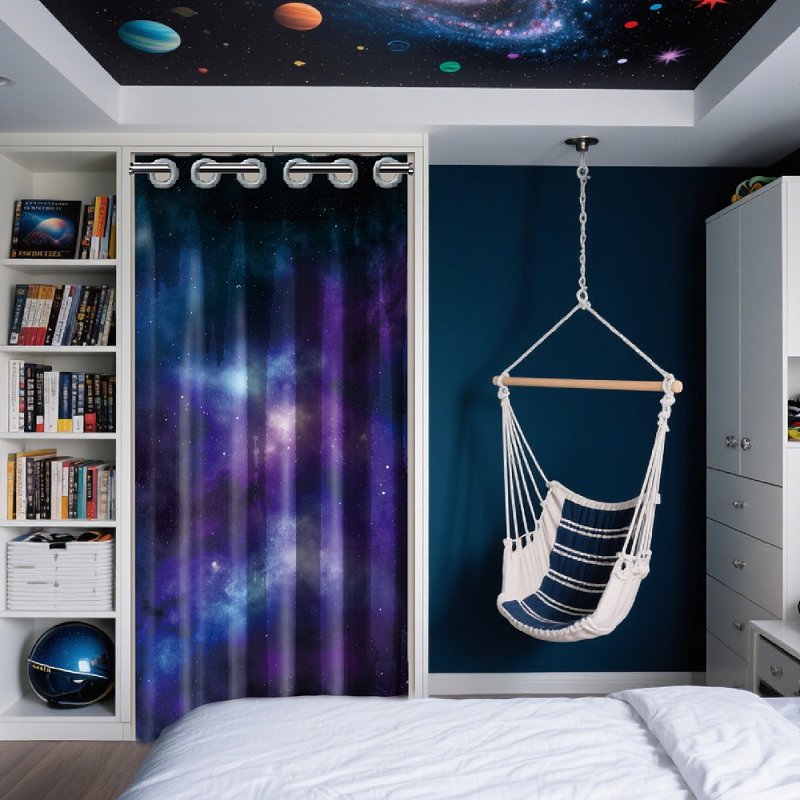 Galaxy Space Nebula Doorway Curtain Room Divider - Foldable Polyester Privacy Screen