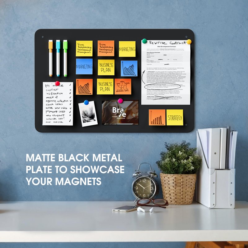 Magnetic Bulletin Board 17.5x11.4 Inch Wall Organizer with Dual Lock Tape and Screws