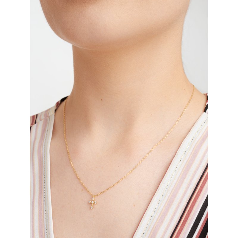 Gold Cross Pendant Necklace - 18 Inch Chain with 2 Inch Extension