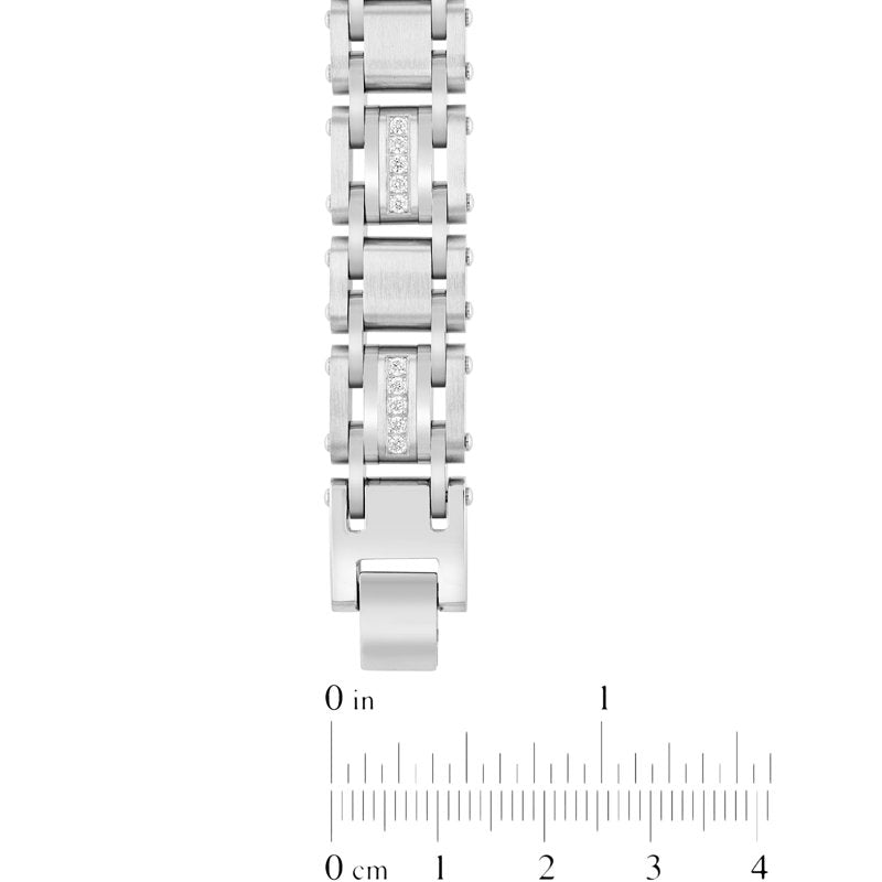 Men's Stainless Steel Cubic Zirconia Link Bracelet - Silver & Two-Tone Options