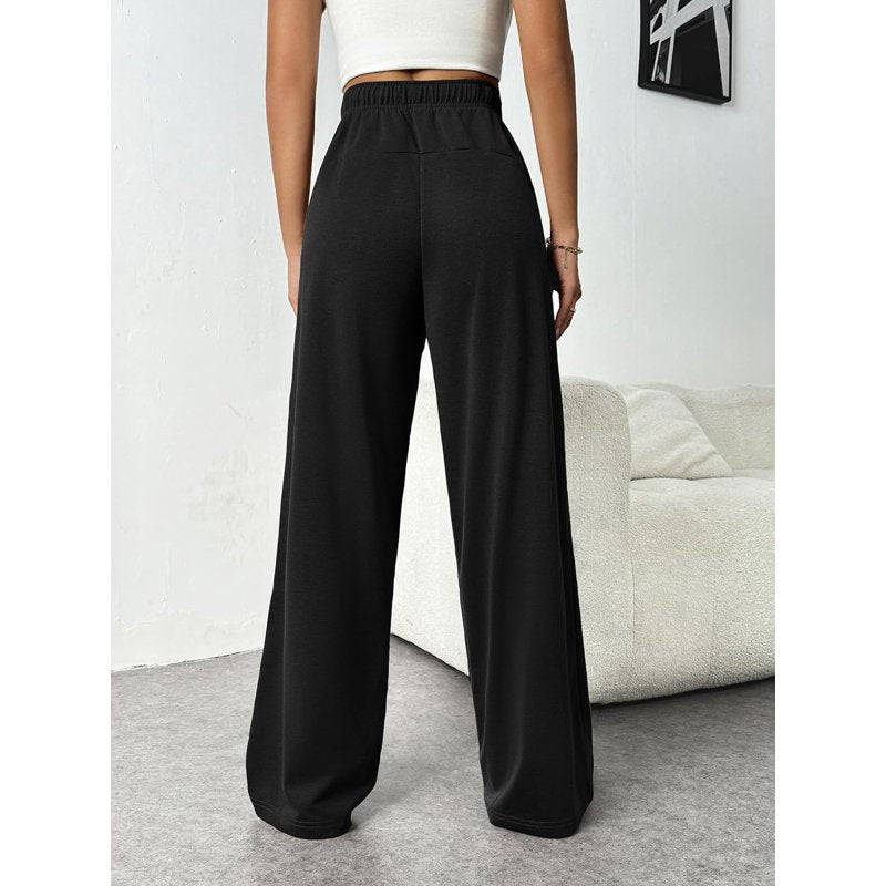 High Waist Wide Leg Sweatpants for Women - Joggers with Pockets & Drawstring