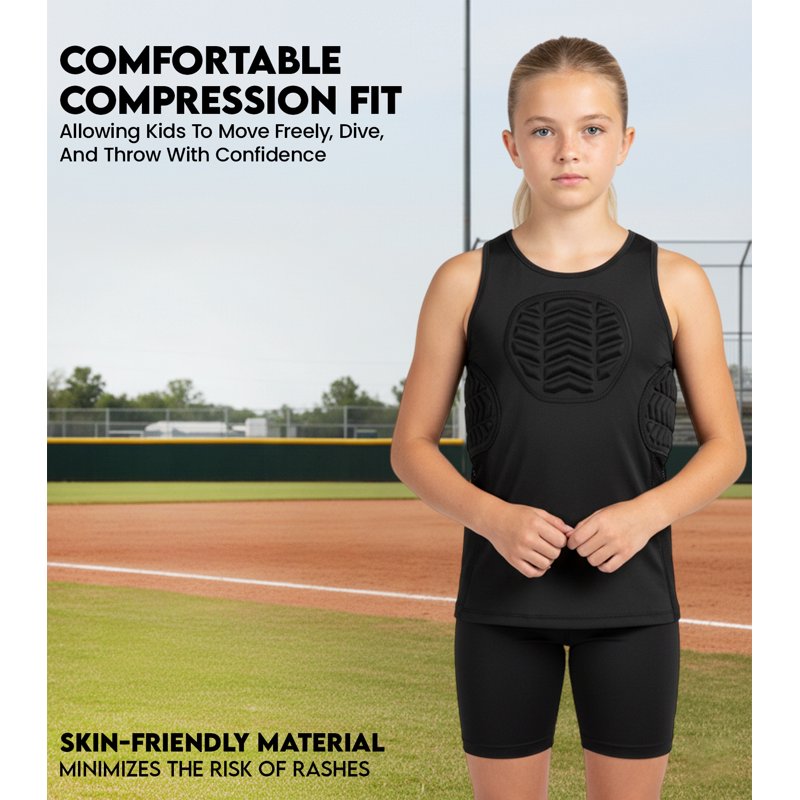Youth Baseball Chest Protector with Impact-Dispersing Padding & Breathable Mesh