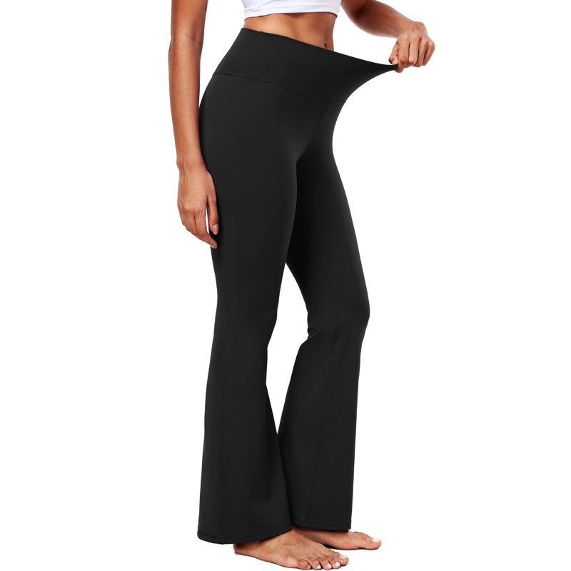 Women's Flare Leggings with High Waist and Pockets - Yoga & Workout Pants