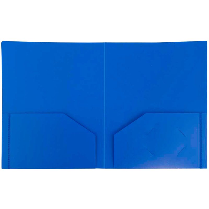 Heavy Duty Plastic Pocket Folders - Blue, 3 Pack, 2 Pockets Each, 9.5 x 11.625 Inches