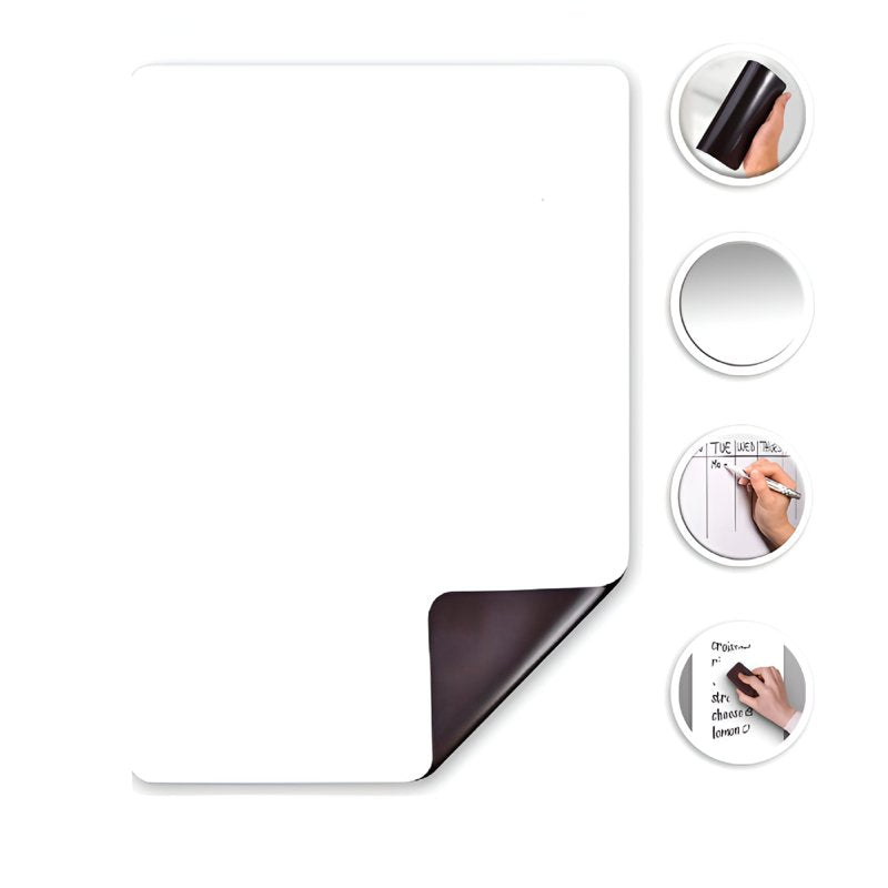Magnetic Dry Erase Whiteboard Sheet for Refrigerator 12x8 Inch - Reusable Family & Kitchen Message Center
