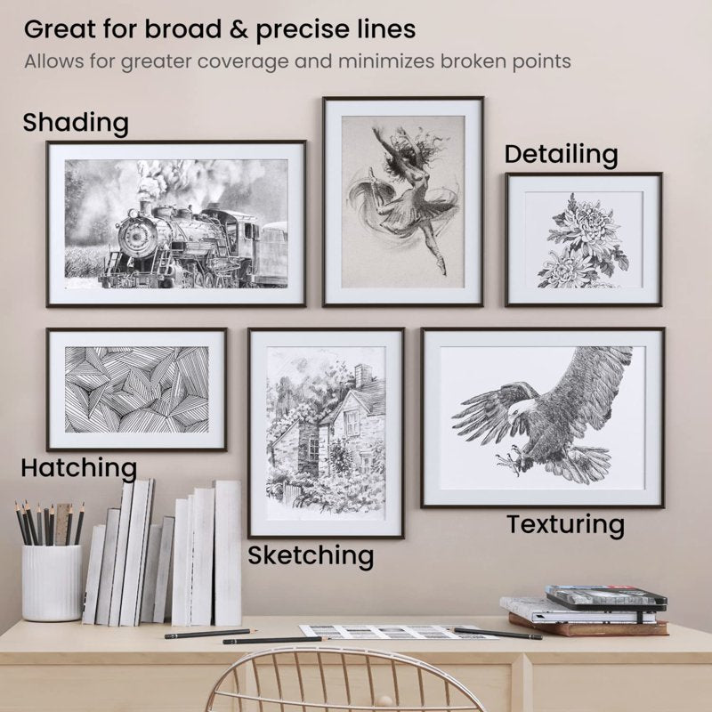 Graphite Drawing Pencils Set 12 Colors 6B to 4H for Sketching and Shading