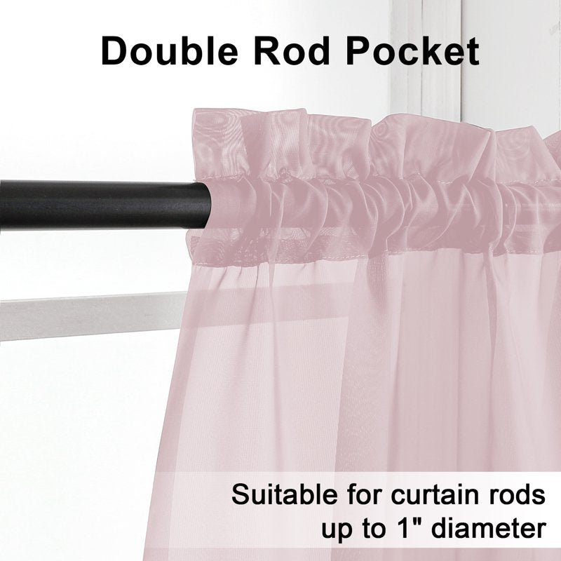 Sheer Curtains 90 Inch Long Set for Living Room & Bedroom - Light & Elegant Voile Drapes