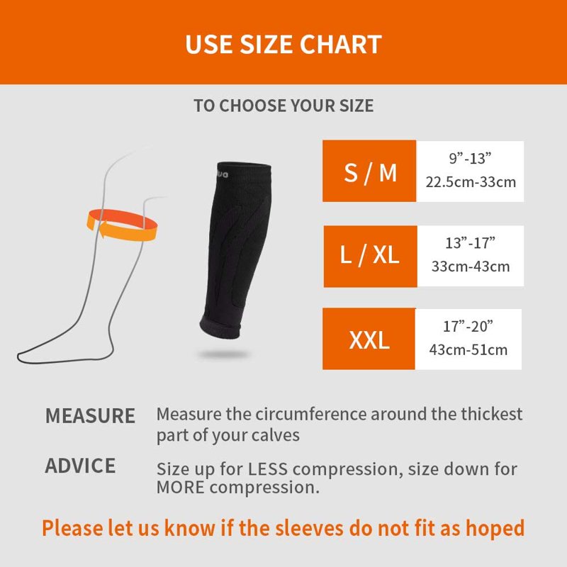 Calf Compression Sleeves Support Brace for Running & Sports - L/XL