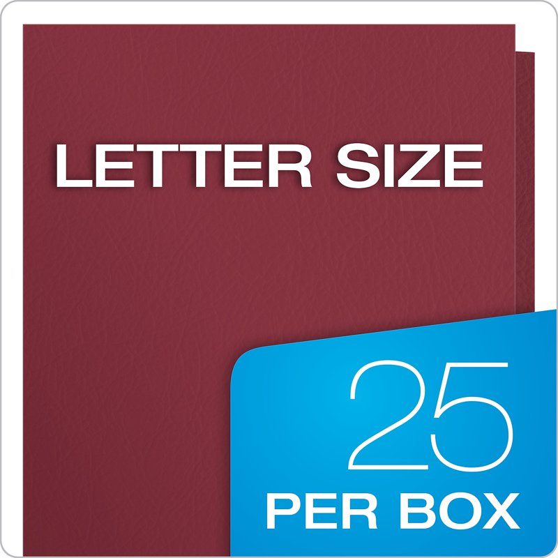 Twin-Pocket Folder with Embossed Leather Grain Paper - 25 Pack, 11 x 8.5, Burgundy