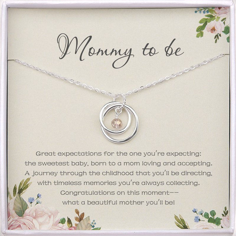 Sterling Silver Pregnancy Necklace for Expecting Moms Baby Shower Gift