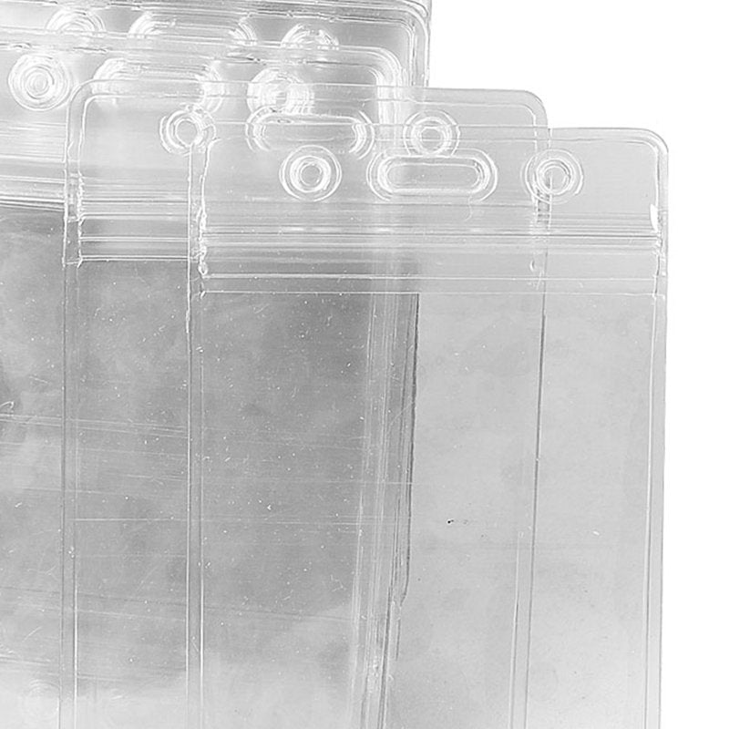 50 Pcs Clear Vertical ID Badge Holders Waterproof Card Holders for Office