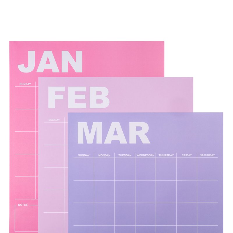 Large Rainbow Monthly Wall Calendar 15 x 19 Inches - Undated & Customizable