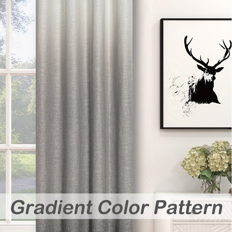 Blackout Linen Window Curtain Panels - Noise Reducing Ombre Drapes for Bedroom & Living Room