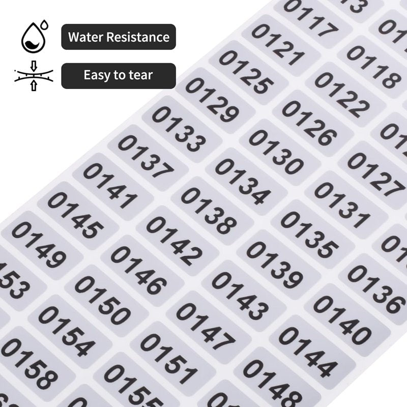 Waterproof Self-Adhesive Inventory Labels - Black Printing on Silver Sticker, 0.79 x 0.38 Inch, Bulk Pack of 1001-2000