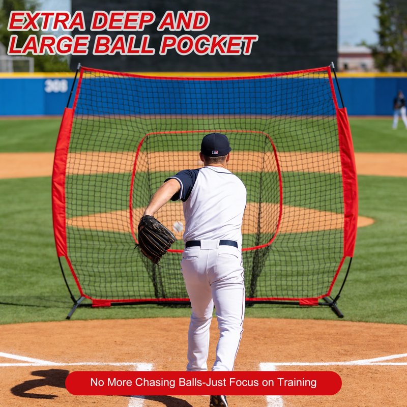 Baseball Practice Net with Quick Setup, Strike Zone Target & Carry Bag - 7x7 ft