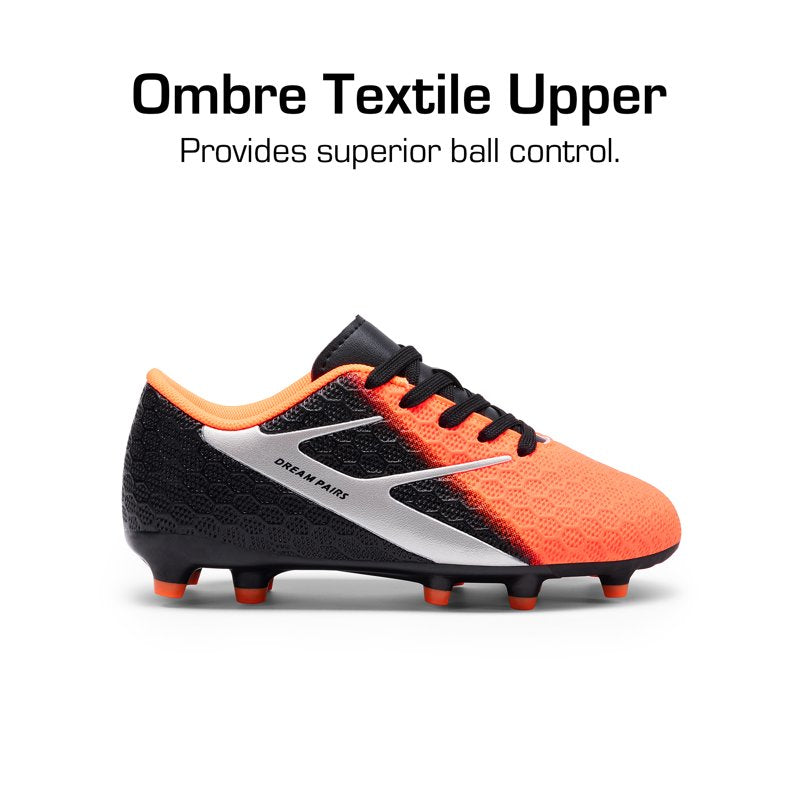 Dream Pairs Soccer Cleats for Kids - Black/Orange Ground Youth Training Shoes